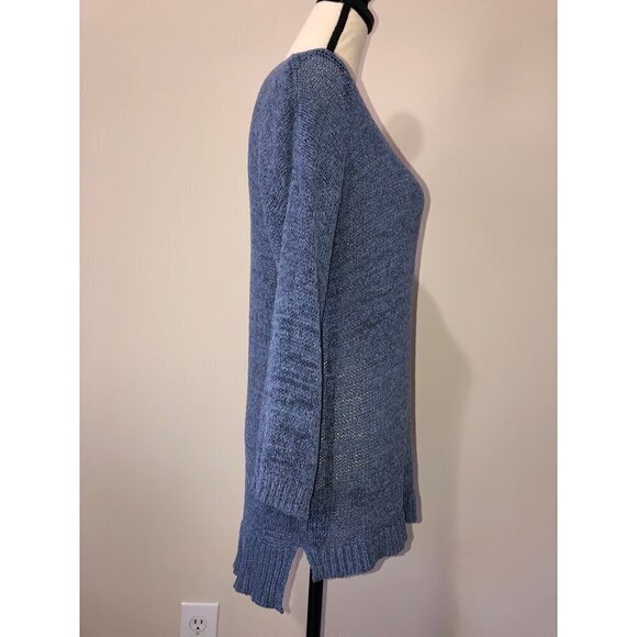 Ralph Lauren Chaps Womens Size M Sweater Loose Knit Lightweight 3/4 Sleeves Blue - Picture 4 of 9